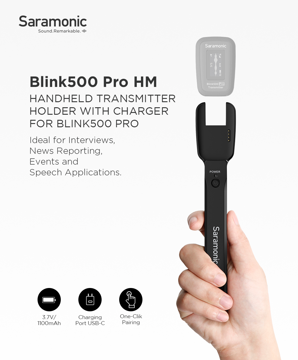 พรีวิว Saramonic Blink500 Pro HM ด้ามจับไมค์ชาร์จไฟได้สำหรับ Saramonic Blink 500Pro