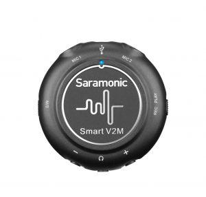 Saramonic Smart V2M มิกเซอร์รวมเสียงไมโครโฟน 2 ช่อง โมโนและสเตอริโอ TRS 3.5มม.พร้อมสายไมโครโฟนหนีบปกเสื้อ ใช้ได้กับ iOS, Android ,Type - C