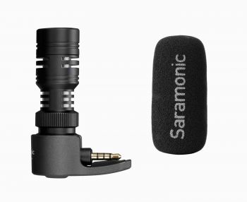 Saramonic SmartMic+ ไมโครโฟน Plug and Play Directional Condenser สำหรับ โทรศัพท์มือถือทั้งระบบ iOS และ Android เชื่อมต่อช่อง 3.5 มม. (ช่องเสียบหูฟังแบบวงกลม)  