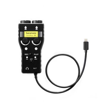 Saramonic SmartRig+ DI อินเทอร์เฟซรวมเสียงไมโครโฟน XLR,6.3มม. 2 ช่อง และTRS 3.5มม.2 ช่องโมโนและสเตอริโอใช้กับ  Lightning IOS